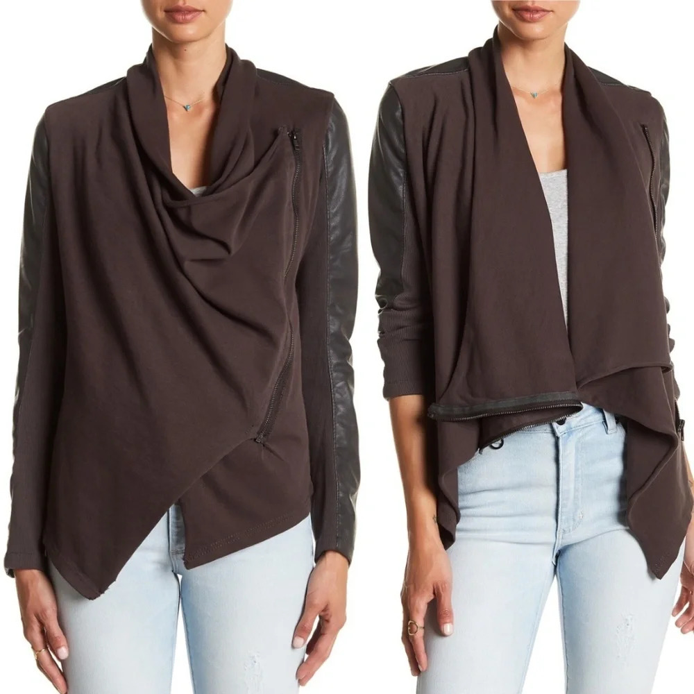BLANKNYC Private Practice Mixed Media Drape Jacket